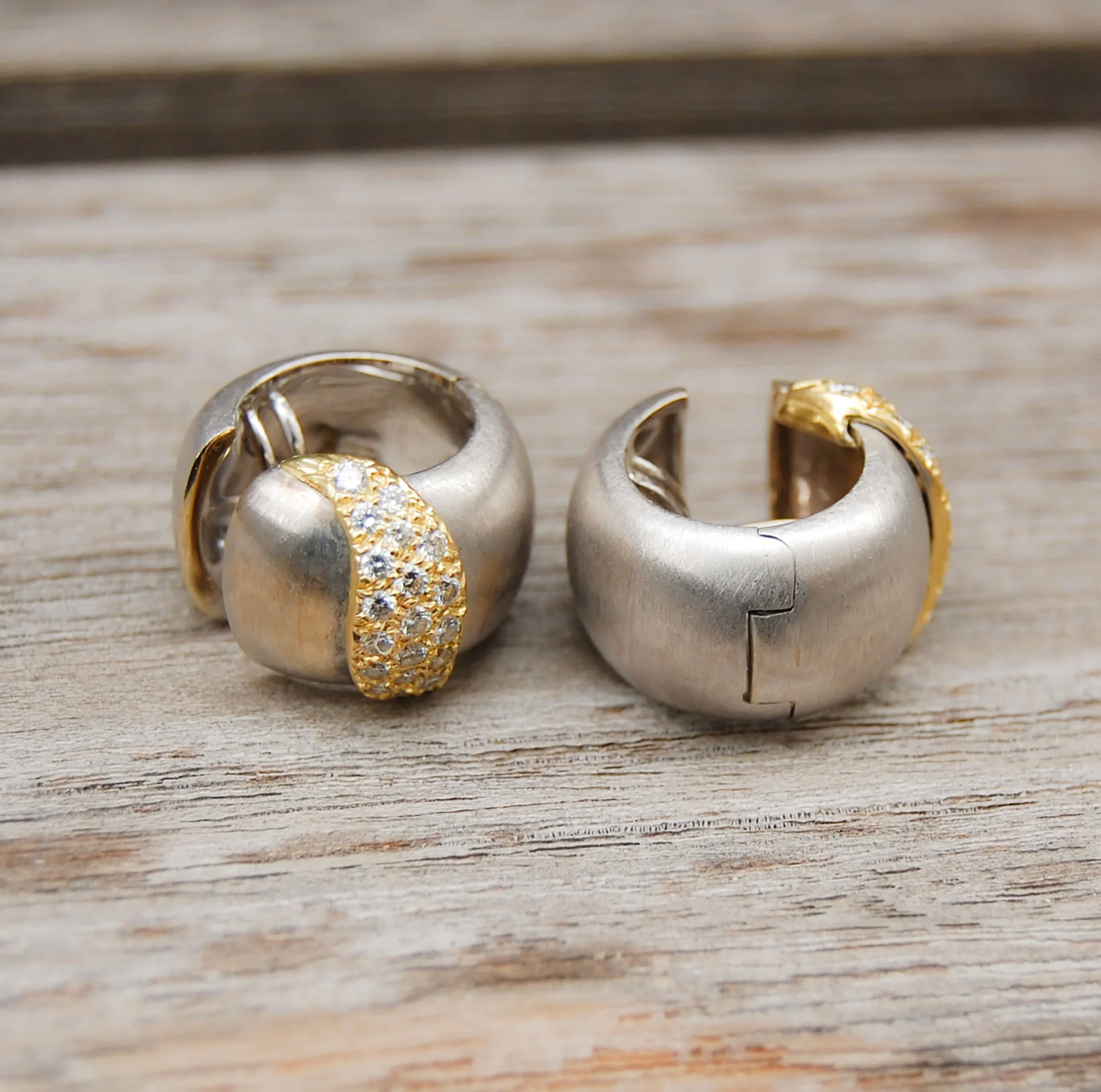 Vintage Jewelry, Vintage Earrings, Restored Gold and Silver Earrings, Vintage Diamonds.