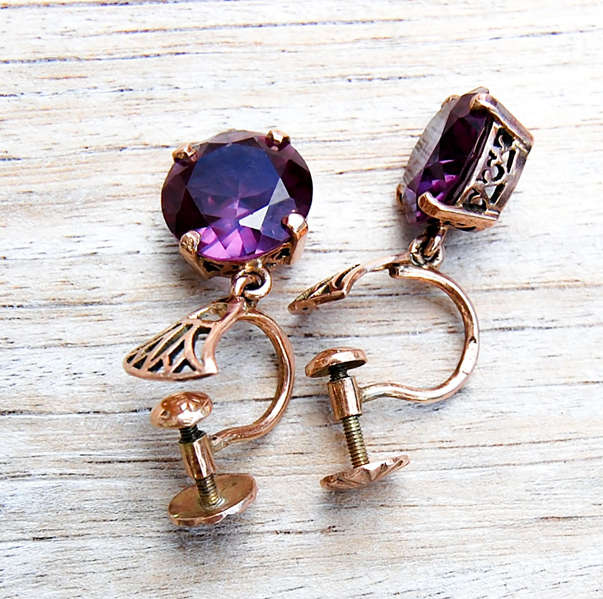 Vintage Jewelry, Vintage Earrings, Restored Gold and Silver Earrings, Vintage Diamonds.