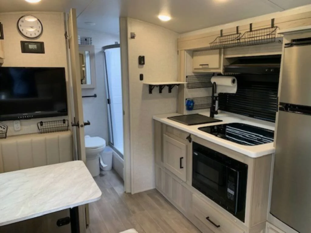 Used 2023 Forest River Travel Trailer RVROCKWOOD GEO PRO G19FDS kitchen view.jpg