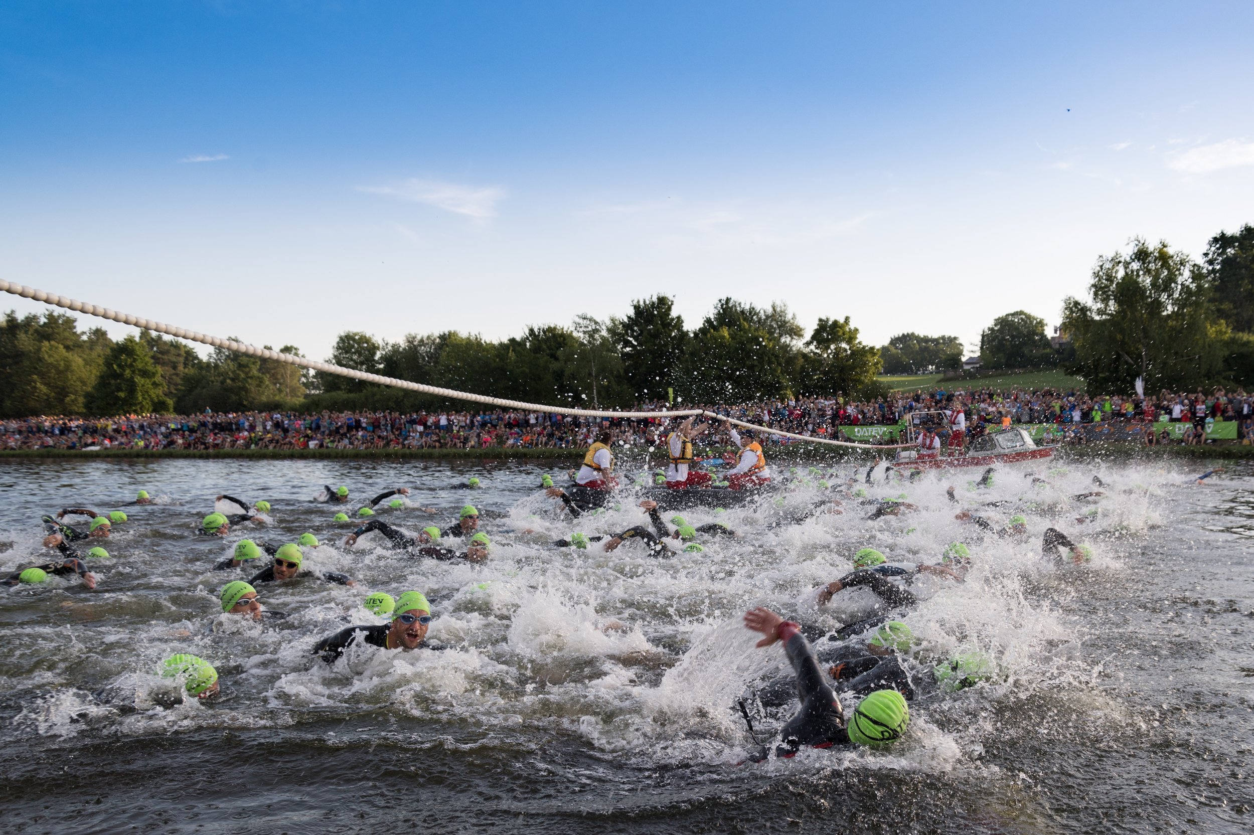 The swim start for an age group wave