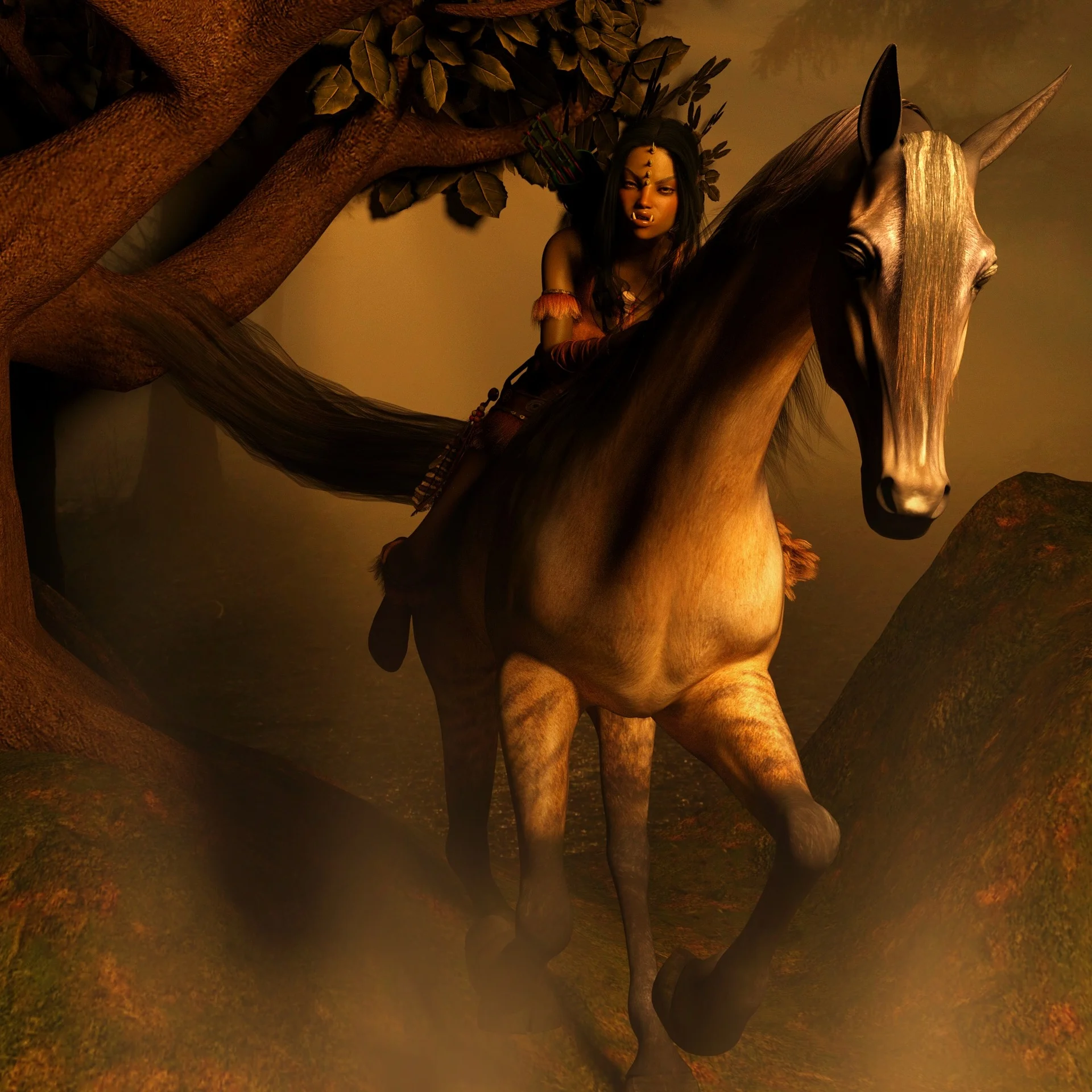 Then the girl saw herself on one of her father’s stallions, pushing the animal to run so she could disappear.