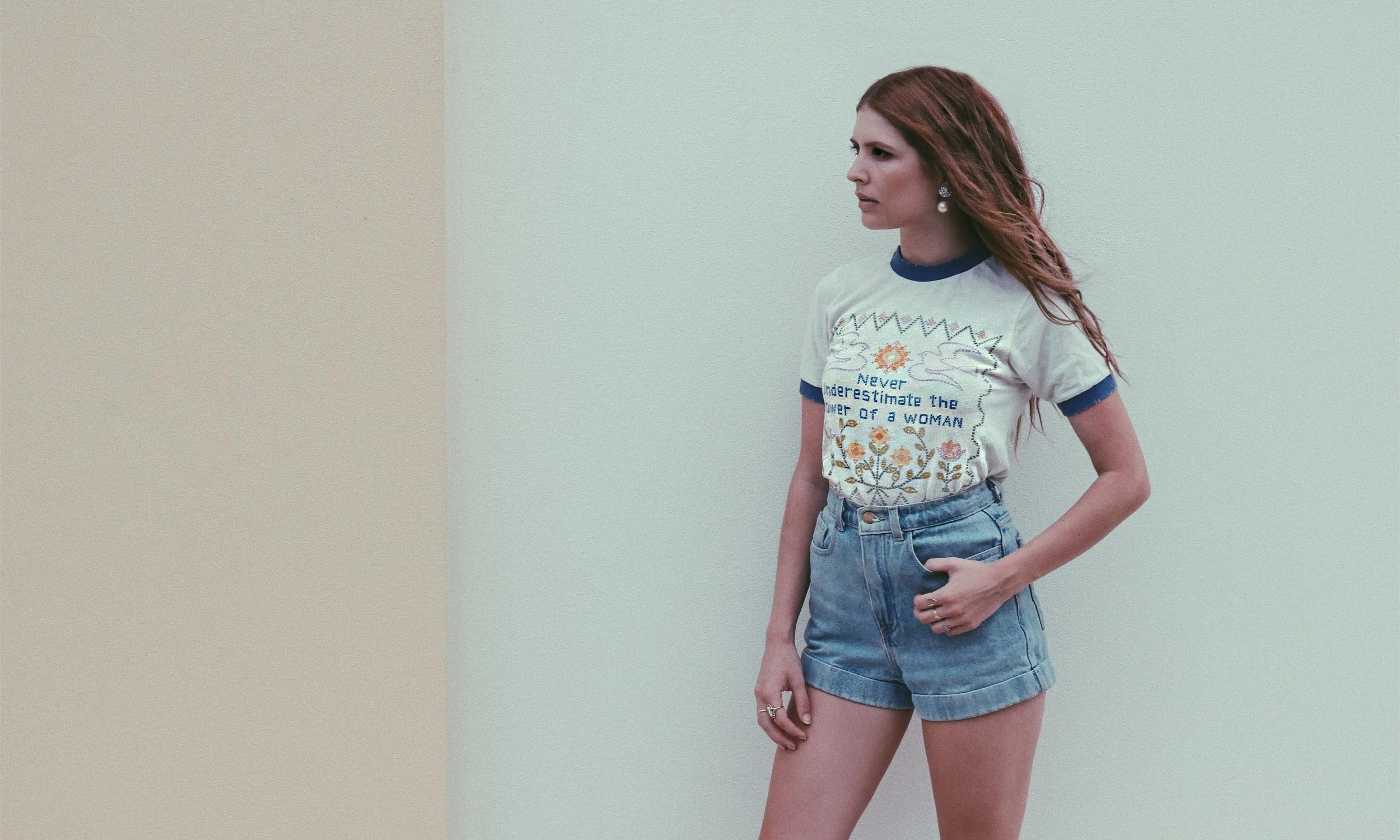 Wearing: S toned Immaculate Tee , American Apparel Shorts , Vintage Earrings