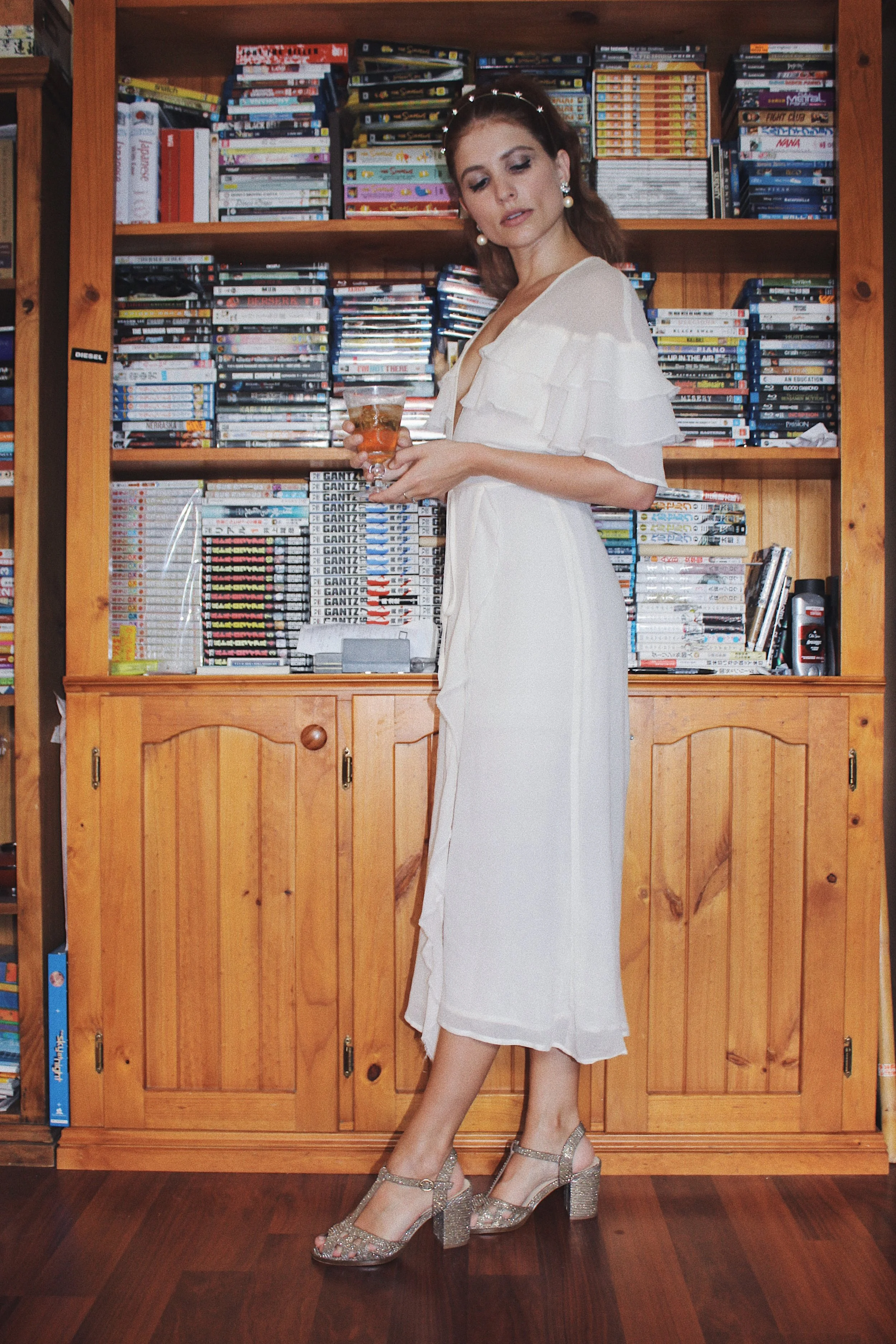 Wearing: Reformation Dress, Topshop Heels & Headband, Vintage Earrings.