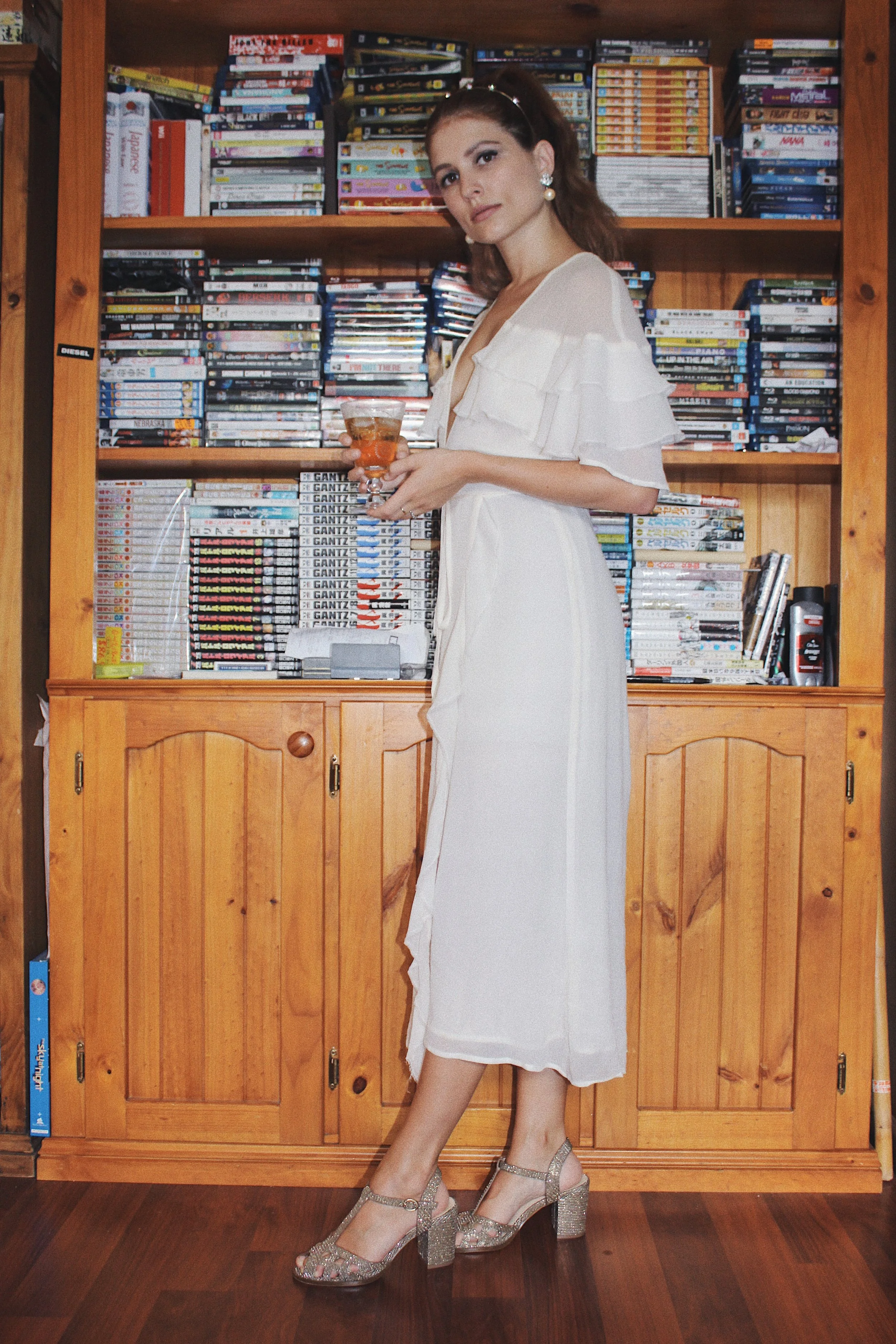 Wearing: Reformation Dress, Topshop Heels & Headband, Vintage Earrings.