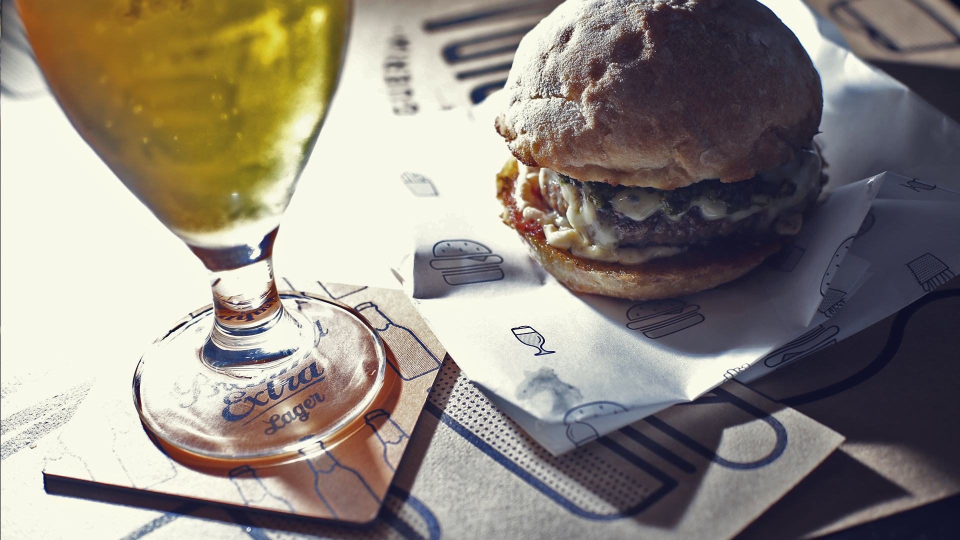 On the first day, a Burger bar, to match the Brahma Extra Lager.