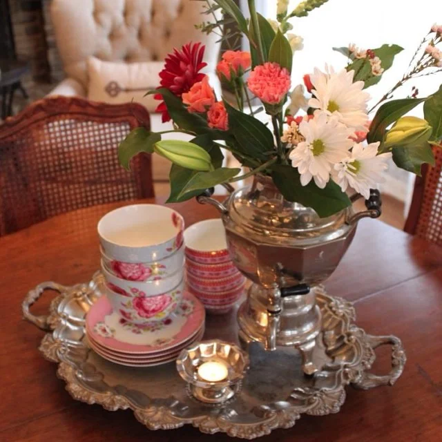  I love to put fresh cut flowers in anything I can!! I love this vintage coffee pot for that exact reason!! What a fun way to display your flowers! 