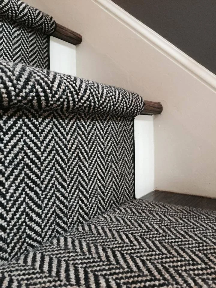 Herringbone runner.. ❤ I never loved our stairs more!