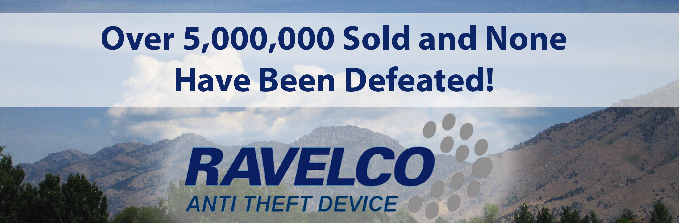 Ravelco anti theft device logo and mountains