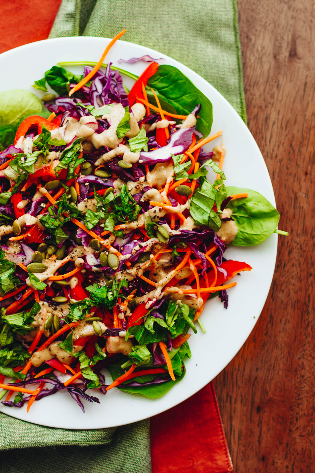 Thai Inspired Salad with Spicy Peanut Dressing
