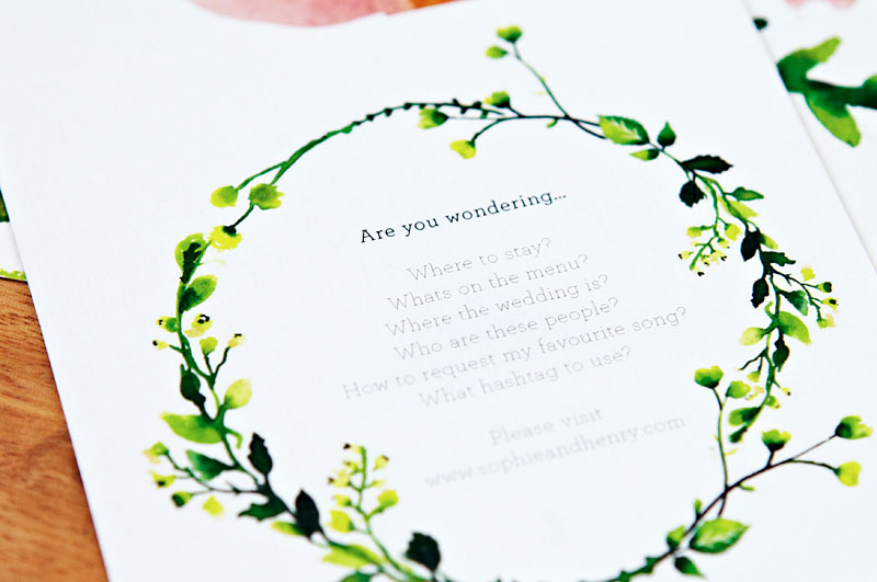Watercolour wedding invitation illustrations by Melbourne based artist & Illustrator Sarah Hankinson. 
