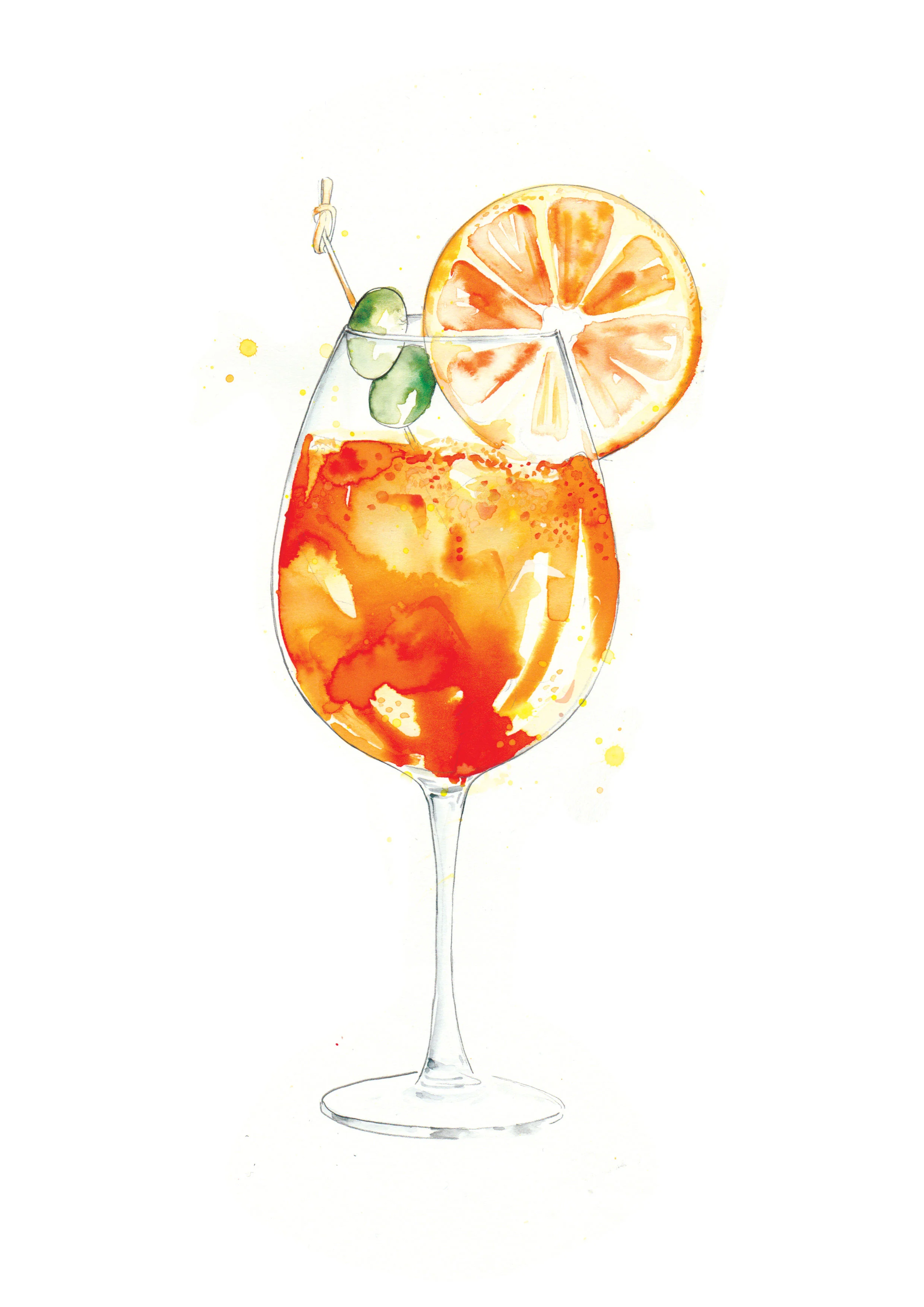 Aperol Spritz - Spritz Fever Illustrated Cocktail Book by Melbourne based artist & Illustrator Sarah Hankinson