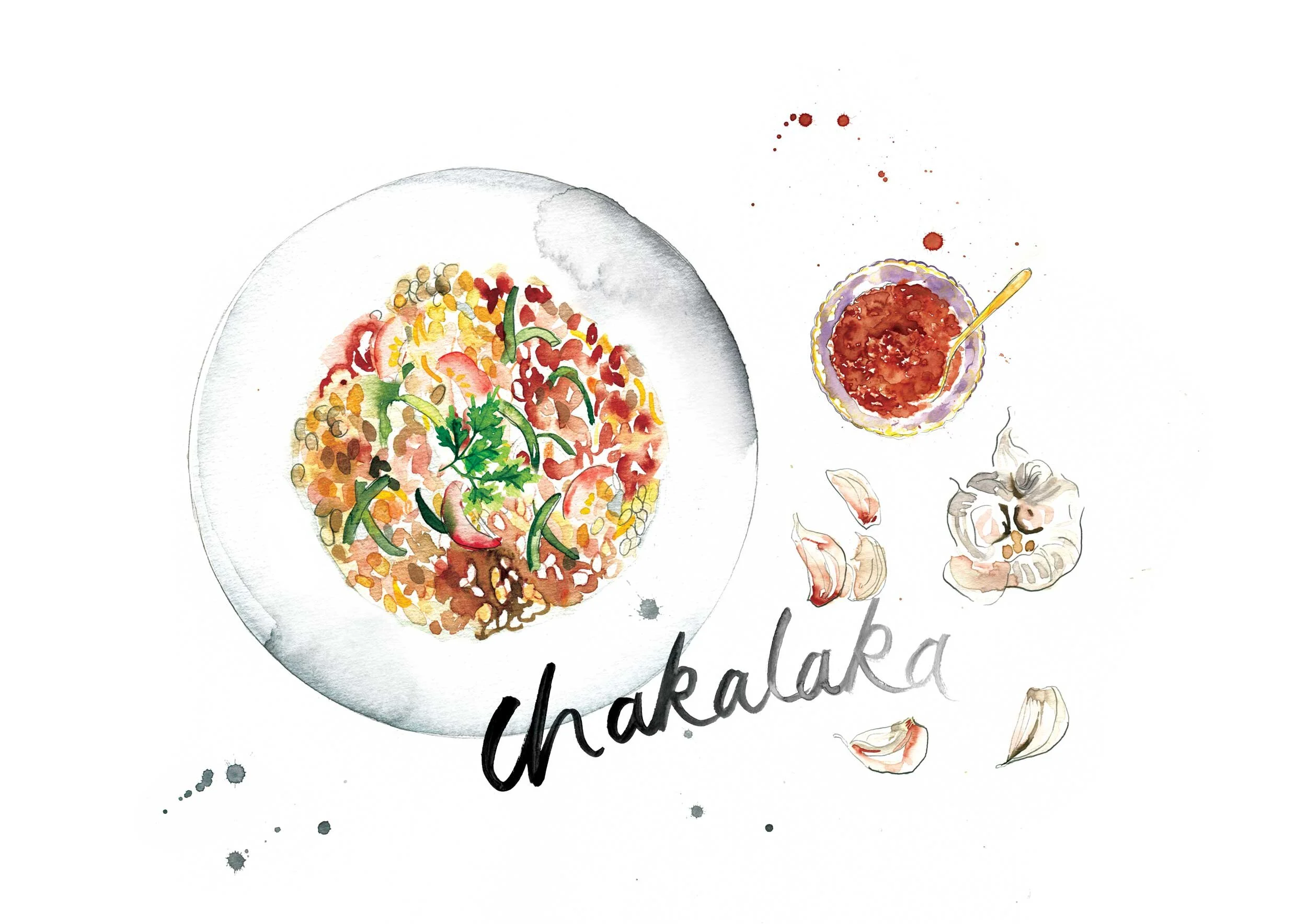 Australian Volunteers Internationals cookbook illustrations- Food to Share.  by Melbourne based artist & Illustrator Sarah Hankinson. 