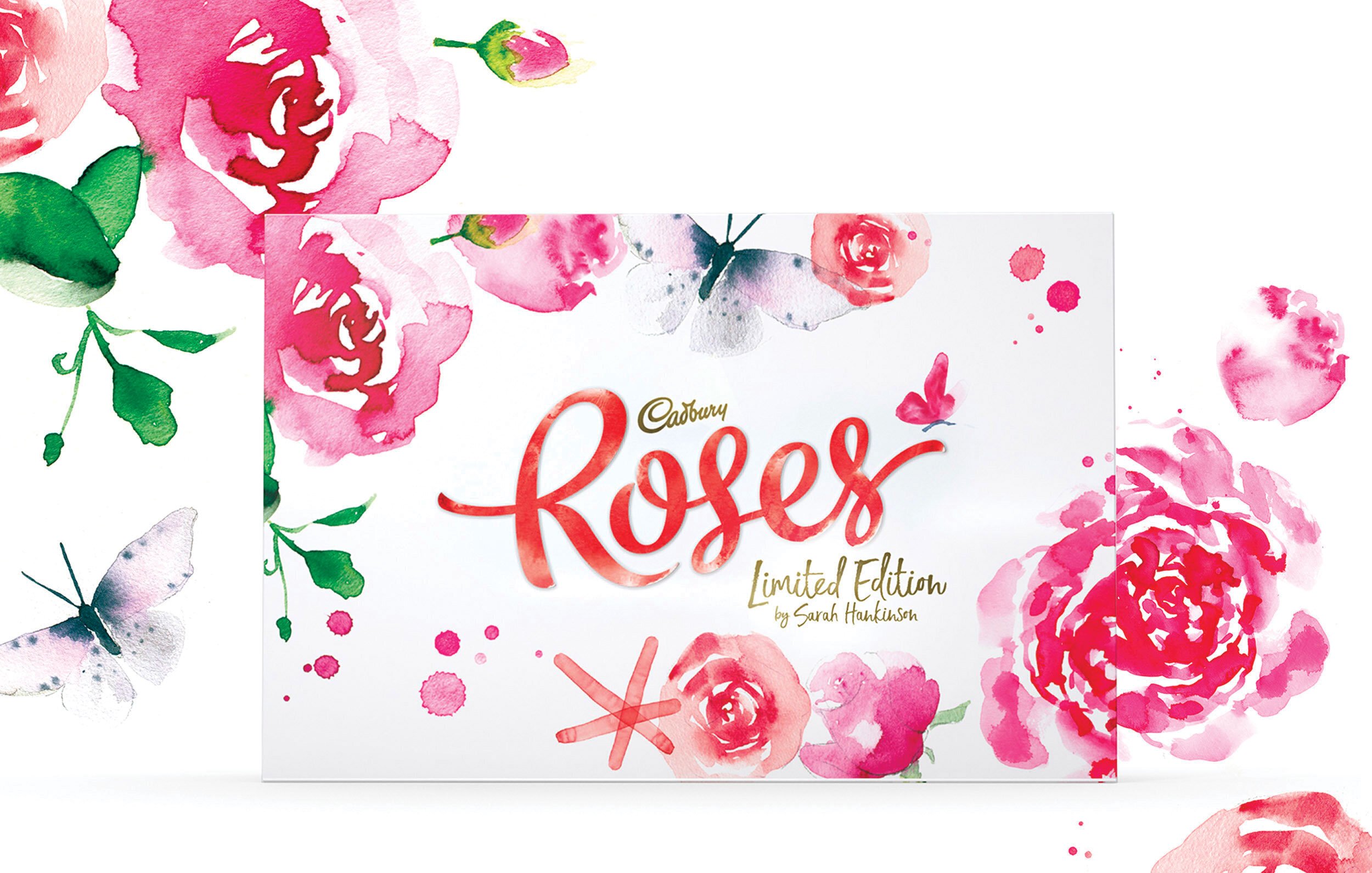 Cadbury Roses packaging illustrations by Melbourne based artist & Illustrator Sarah Hankinson. 