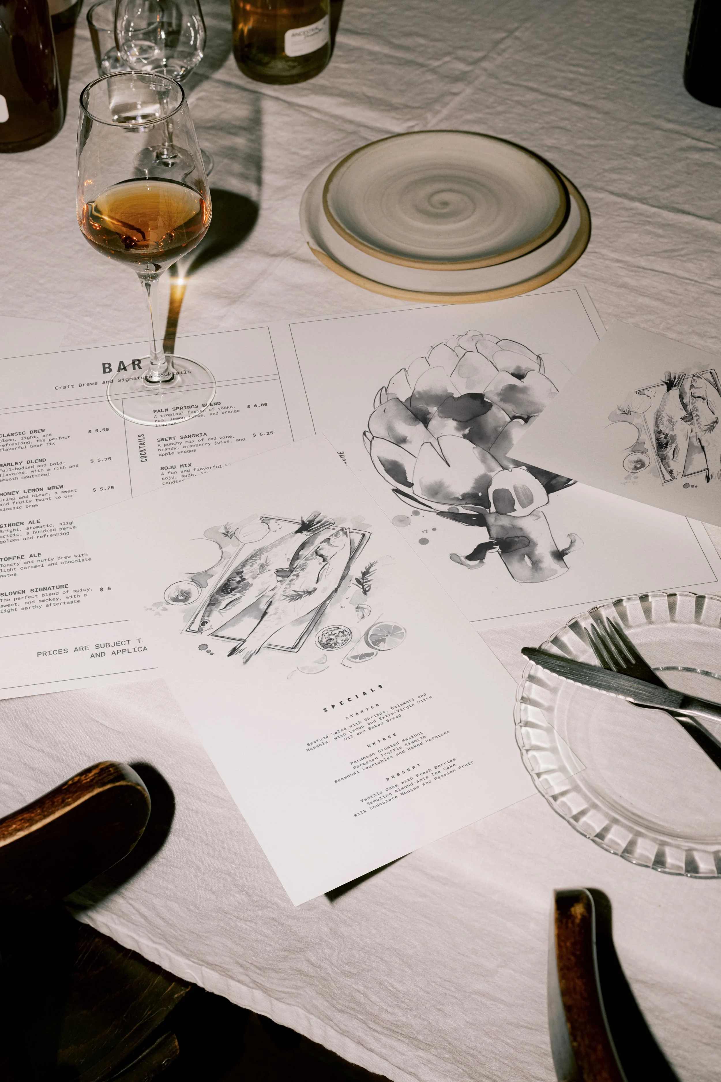 Sarah Hankinson Food Drinks Menu Bar Illustrations Melbourne