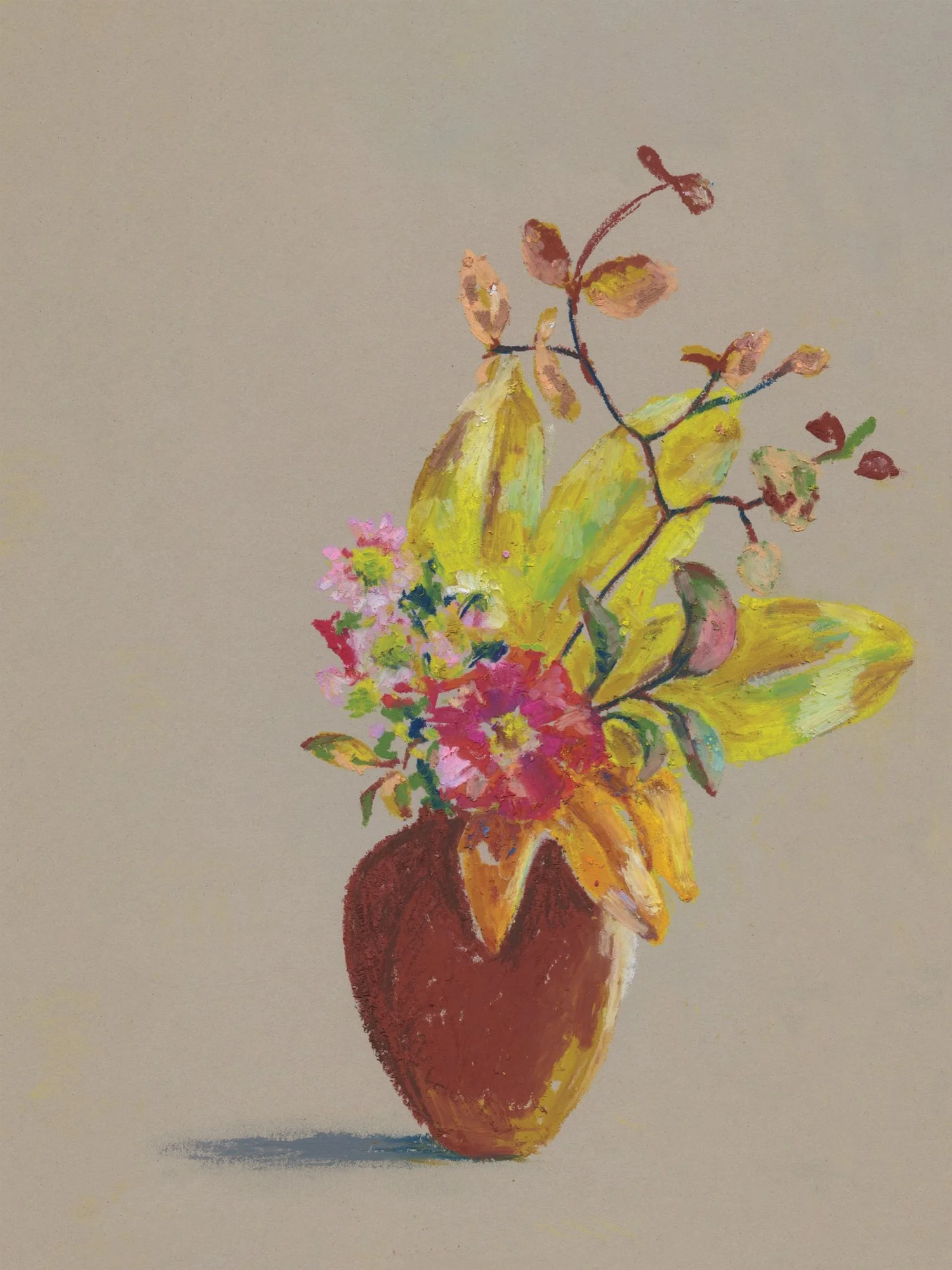 Autumn Bunch Oil Pastel Artwork on Kraft Paper