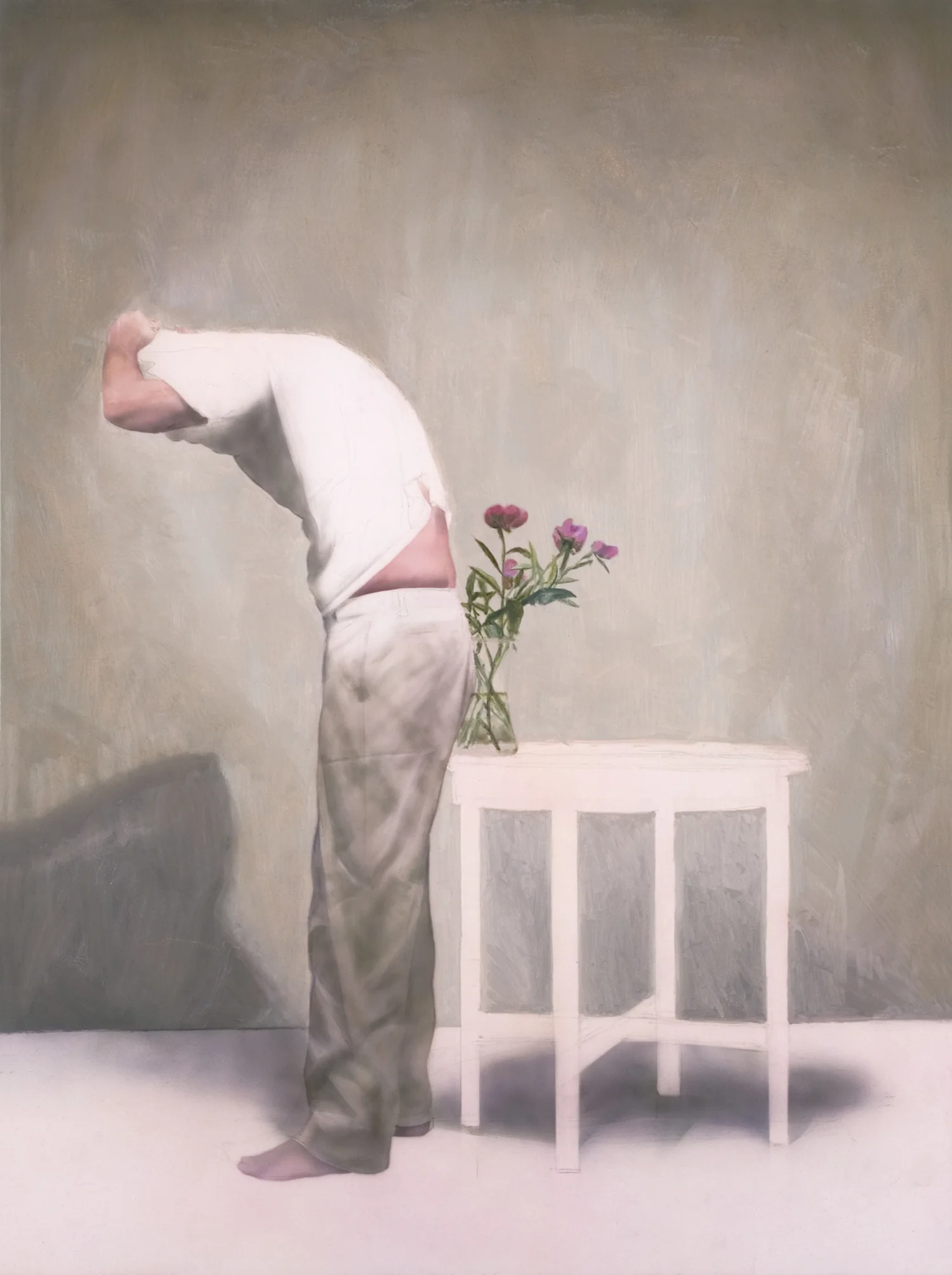 Undressing with Flowers Oil and polymer emulsion on honeycomb panel 30 x 22 1/2 inches 2008
