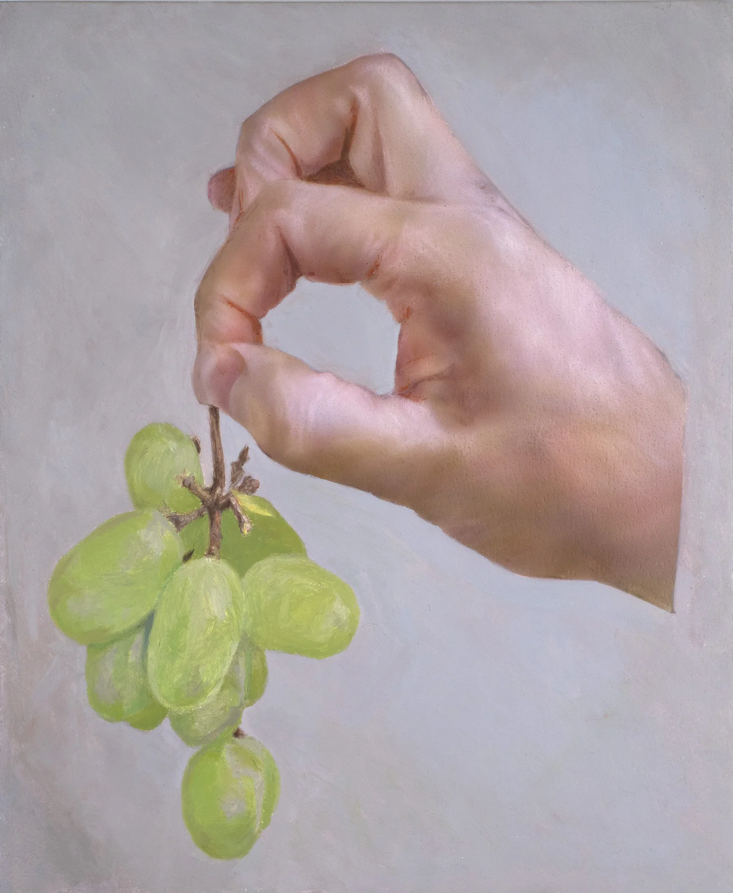 Large Hand with Grapes Oil and polymer emulsion on honeycomb panel 14 x 11 5/8 inches 2006