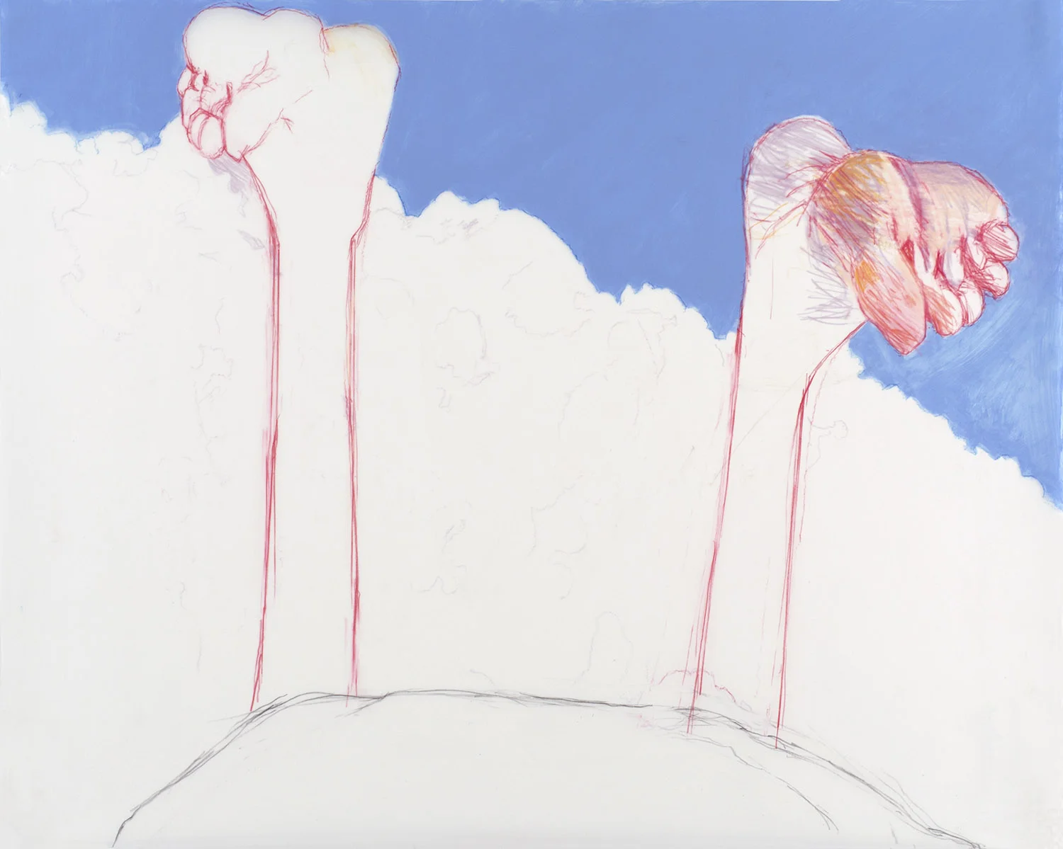 Over the Hill Colored pencil and polymer emulsion on mylar 18 x 23 3/4 inches 2015