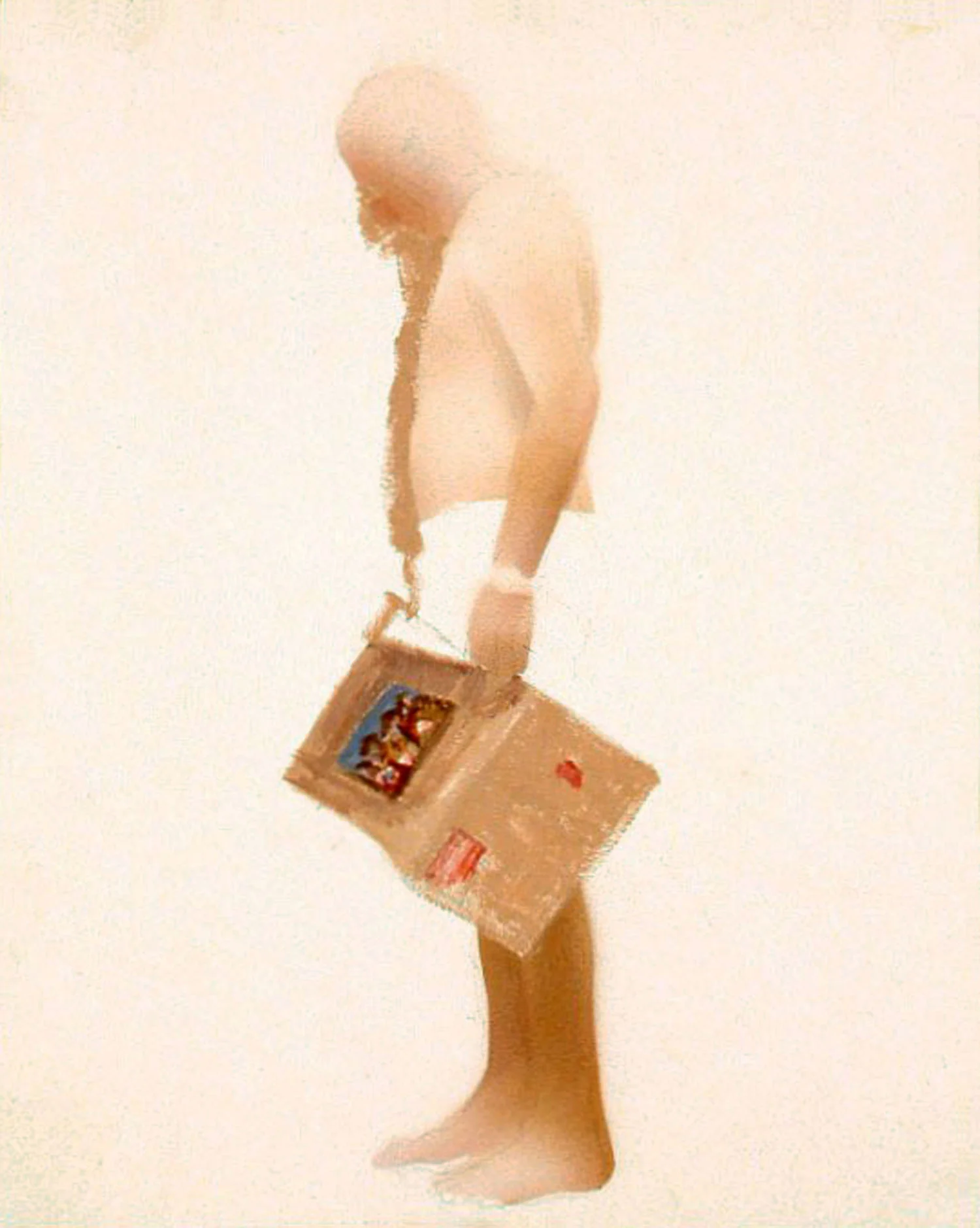 Standing with Newspaper Oil, polymer emulsion and pencil on panel 10 x 8 inches 2005