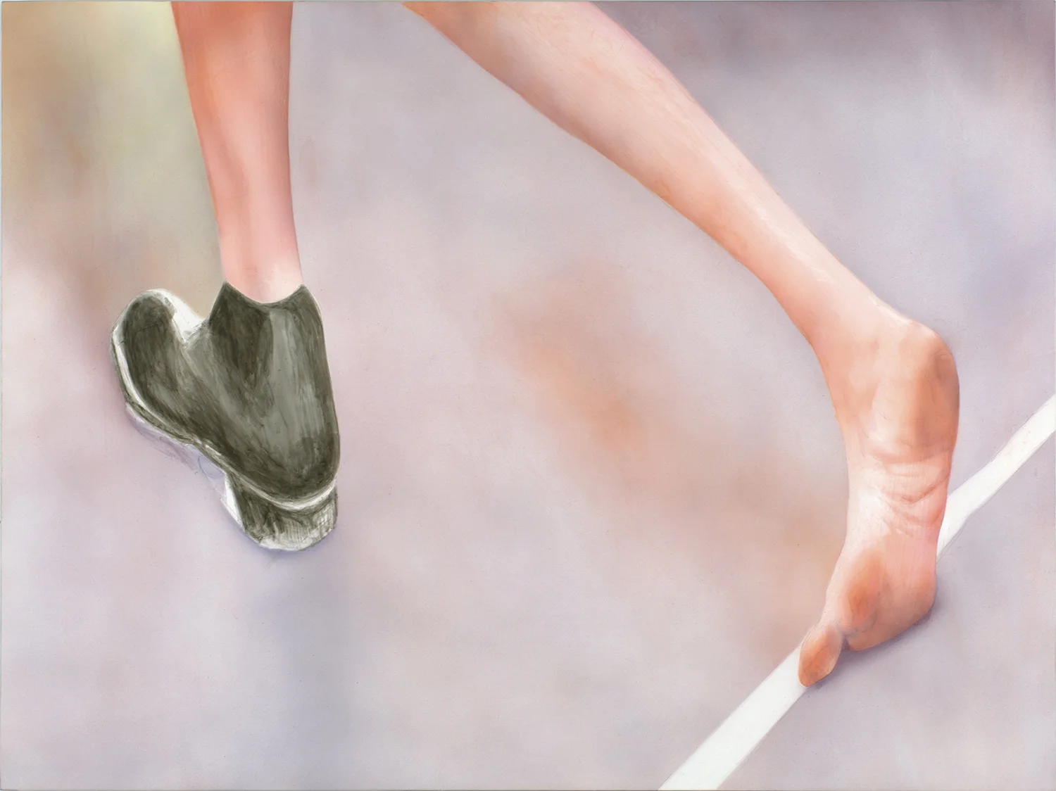 Toeing the Line Polymer emulsion on honeycomb panel 22 1/2 x 30 inches 2015