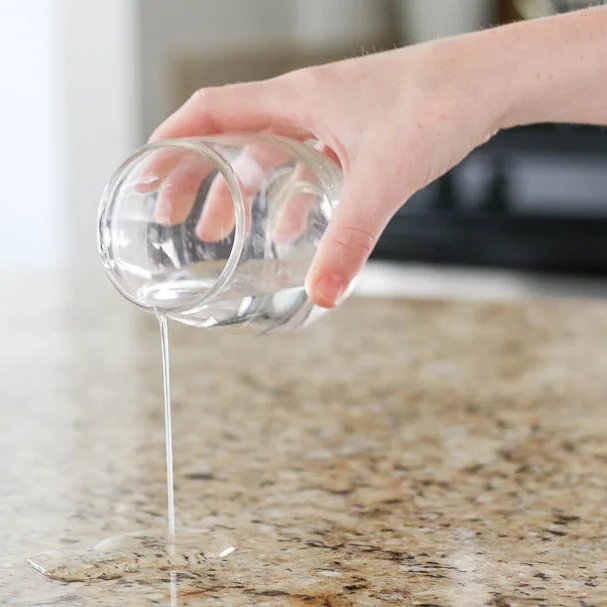 Recently sealed counters 'bead' water.