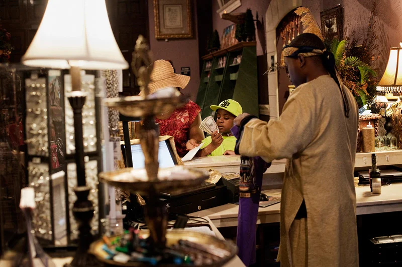  A young man purchases official Holy Land Experience merchandise. 
