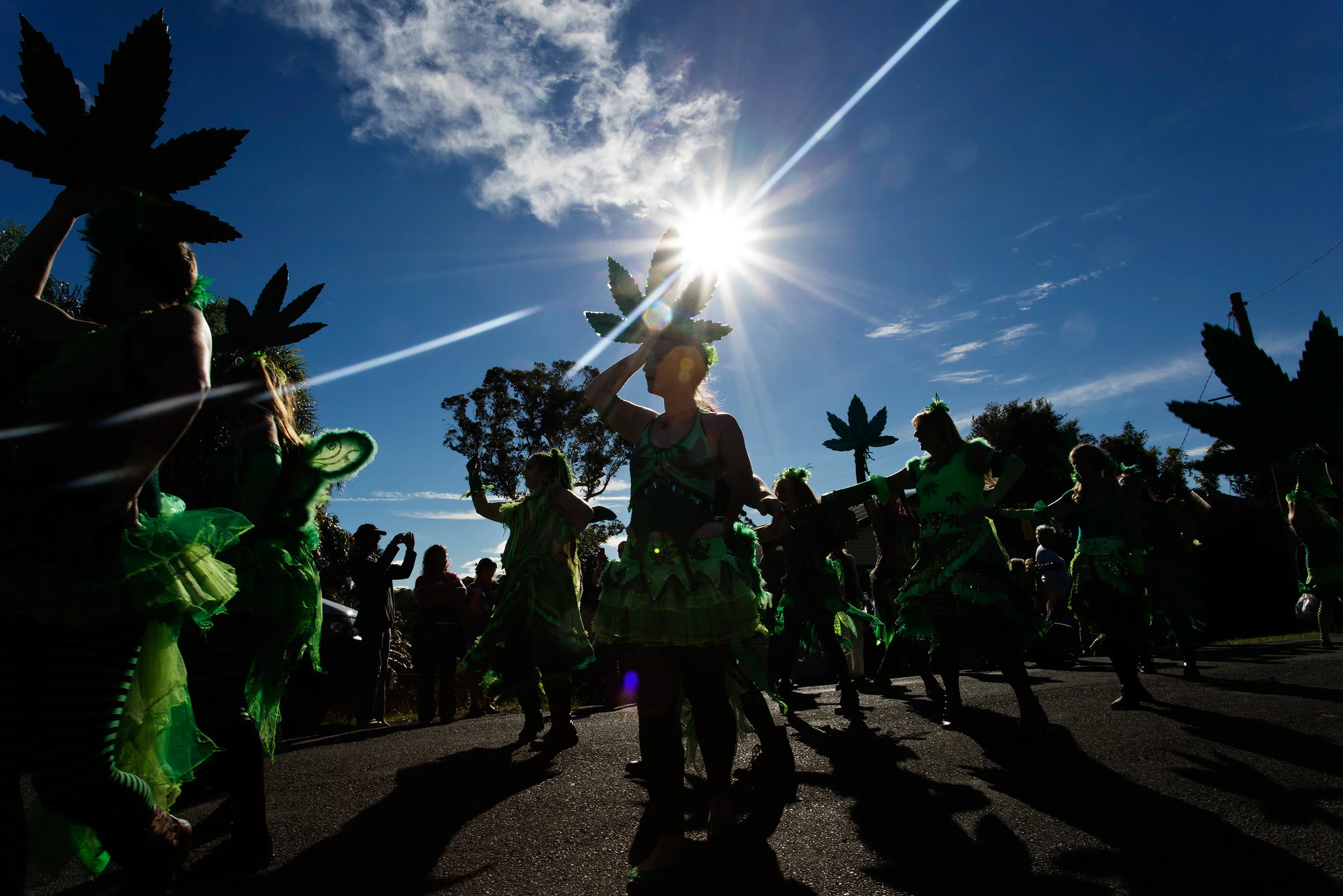  Ganja 'Faeries' and cannabis activists march on Cullen Street, Nimbin NSW, Australia. In March 1993, residents erupted into protest throwing eggs at the police station - a reaction to raids and arrests throughout the 1980’s and early 90’s. This beca