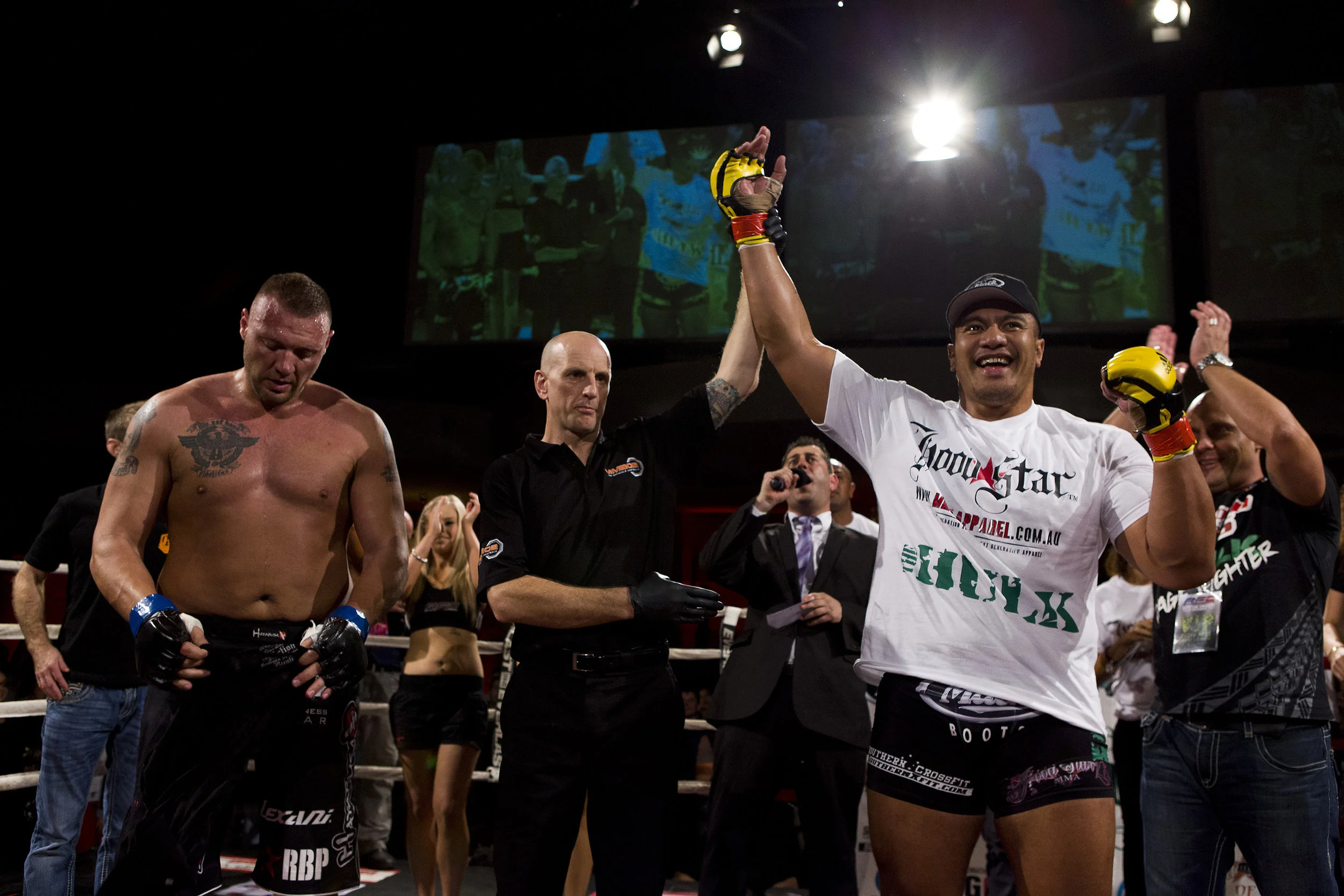  Heavyweight Soa Palelei defeated US opponent Sean McCorkle a the Australian Fighting Championship, Melbourne Pavilion, Victoria. 