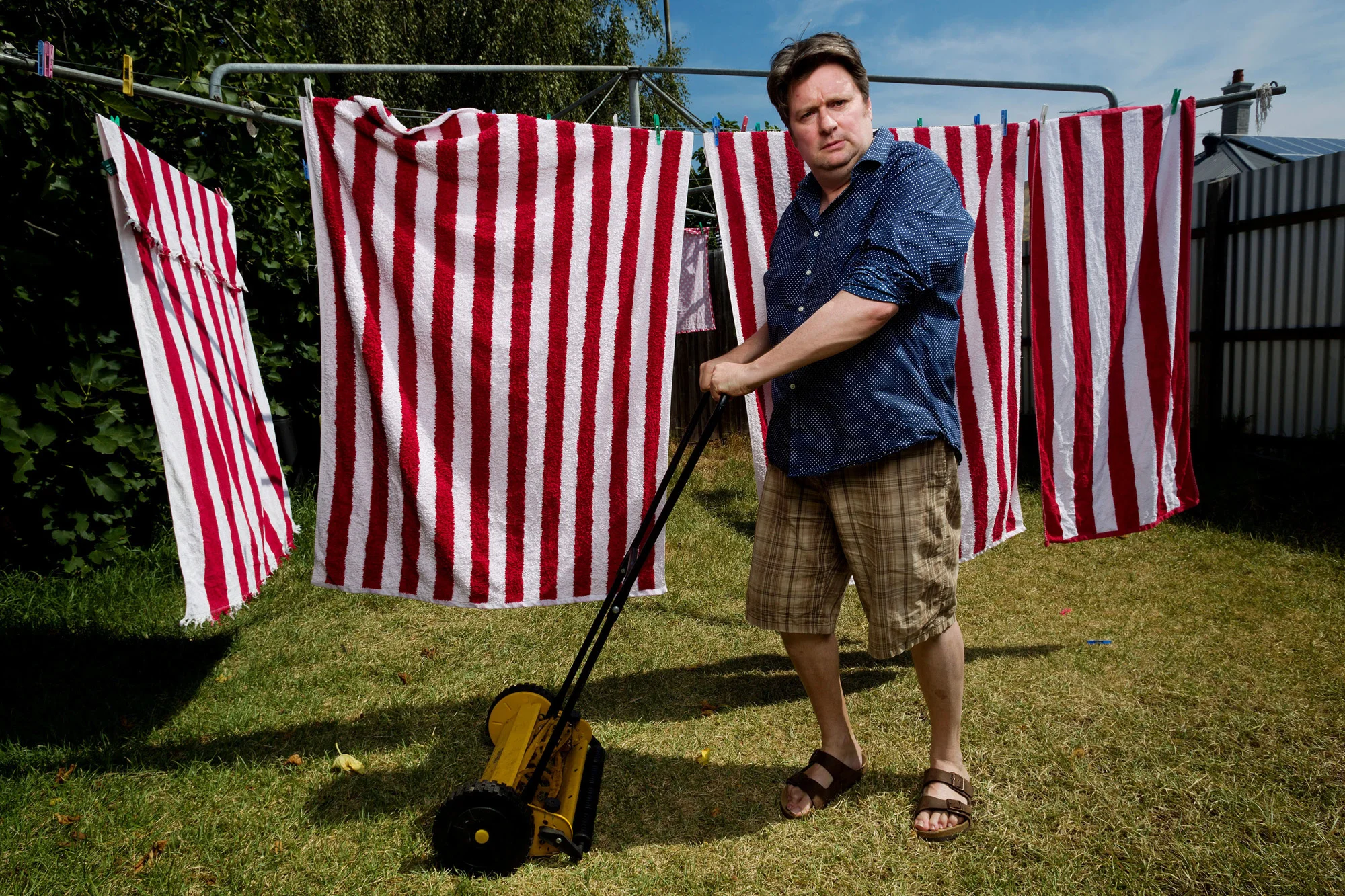  Comedian Dave O'Neill is participating in Carnival of Suburbia, a mini-festival in Oakleigh that celebrates life beyond the inner city. Photograph for The Age. 