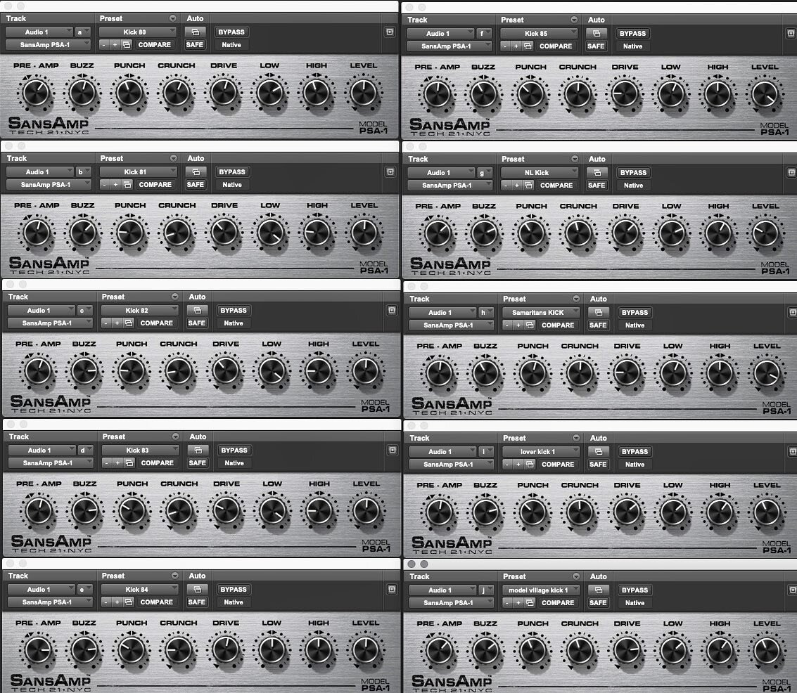 🎛🎚🔉📻
#thumpthumpthursday 

Hey out there in music land, here&rsquo;s a little trick to make your kick thick!!! 💣

Duplicate your kick track, gate it to a length that suits the tempo and slap one of these sansamp presets on it. Blend it in to tas