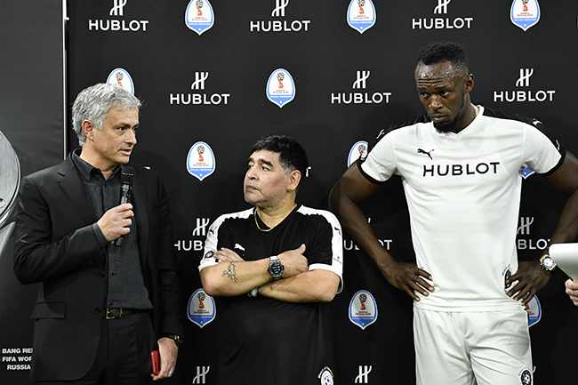 Jose Mourinho, Diego Maradona, Usain Bolt.JPG