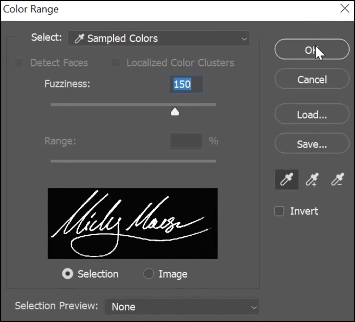 Create a selection using the colour white.