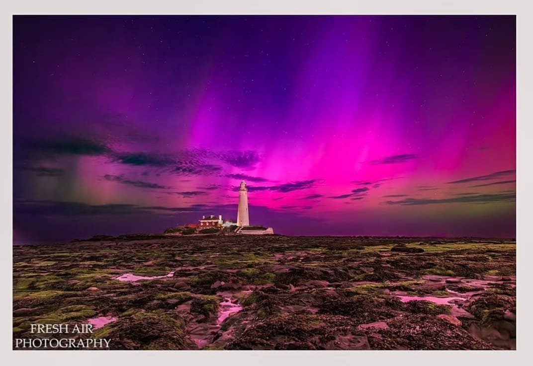 Another stunning shot of the aurora that lit up the night skies this weekend 🌠Check out this shot by member Mickey Sullivan @photographyjunkie68 

&quot;One of my shots from Friday nights Aurora ..st marys lighthouse&quot;

f/2.8, 10 seconds, ISO 32