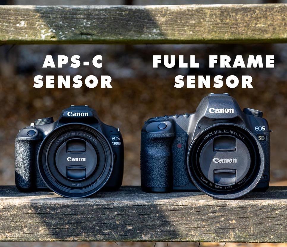 Canon APS-C camera next to Canon Full Frame camera