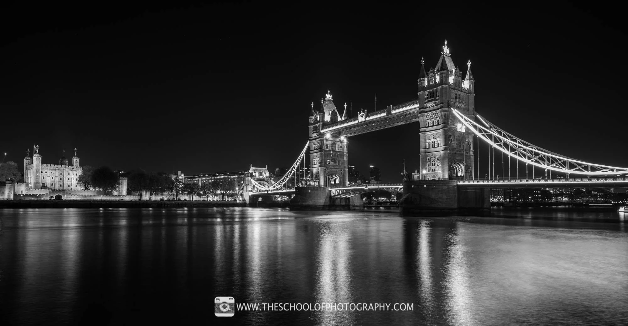 black and white picture of Tower bridge