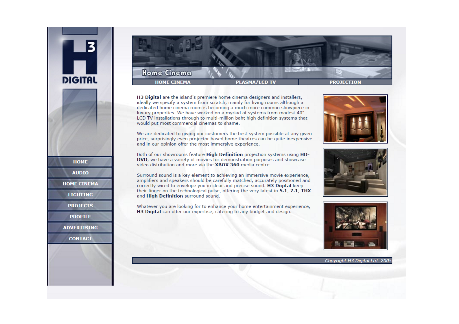 Home Cinema web page from 2007