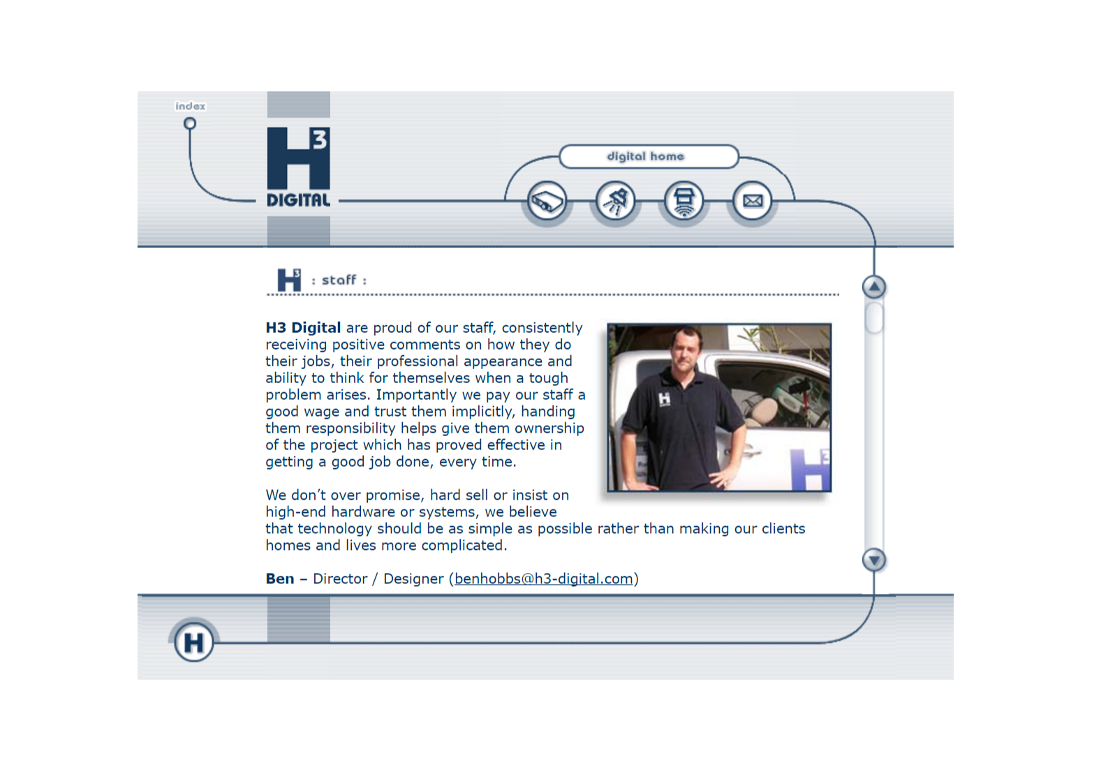 Staff page from H3 2005 Website