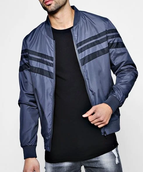 Boohoo Man Contrast Stripe Bomber. It’s always about the fit. Too tight and you look silly. Too big and you look slow, Forest Gump slow!. You won’t have any of those issues here. The shell and lining is the perfect blend of polyster and elastane. Your weekends just got a tad bit more comfortable.