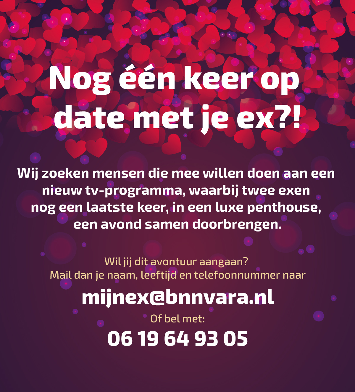 Deelnemers gezocht voor nieuw TV programma!