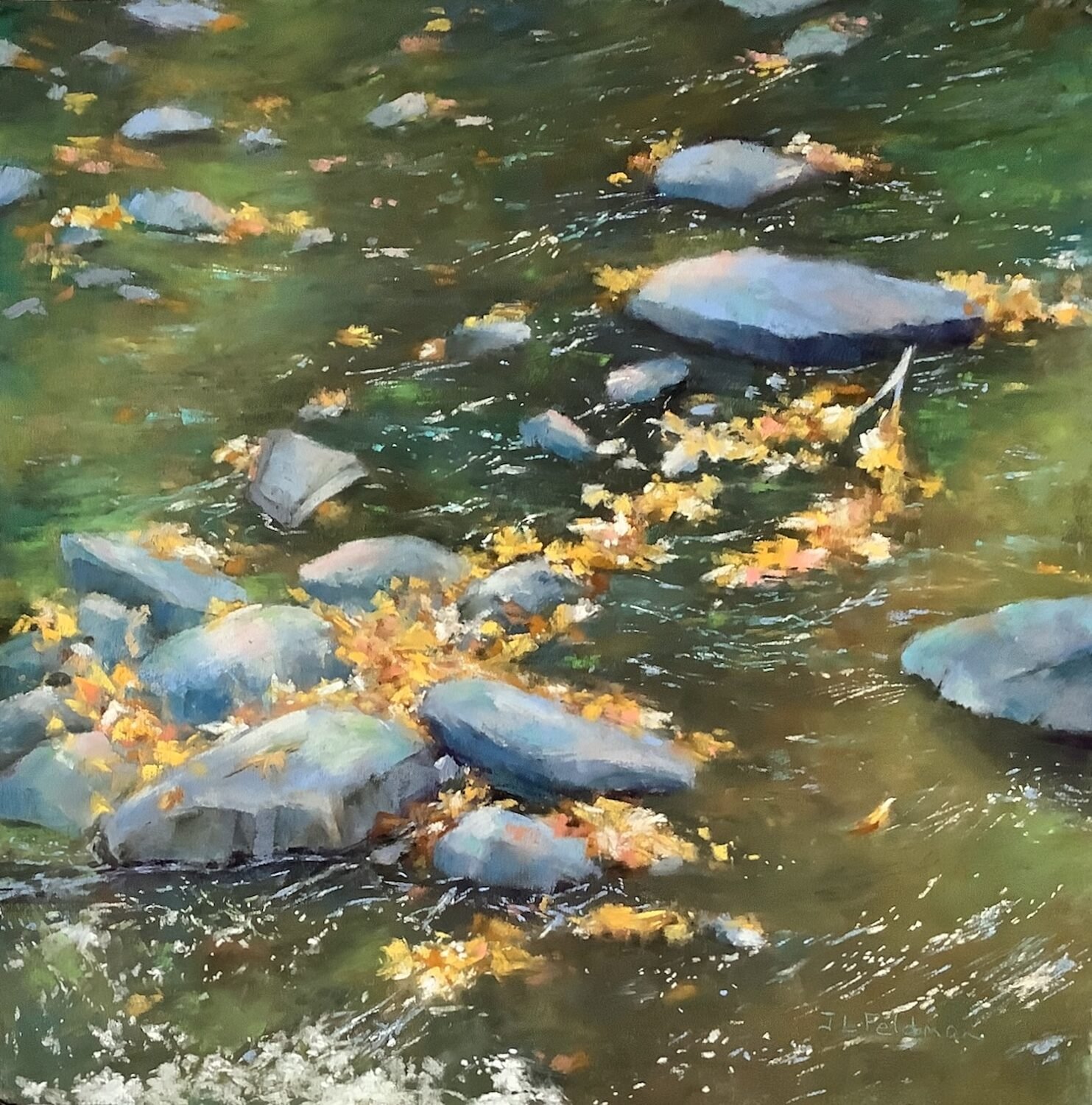 Autumn Leaves in the Nubanusit River, by Joelle Feldman