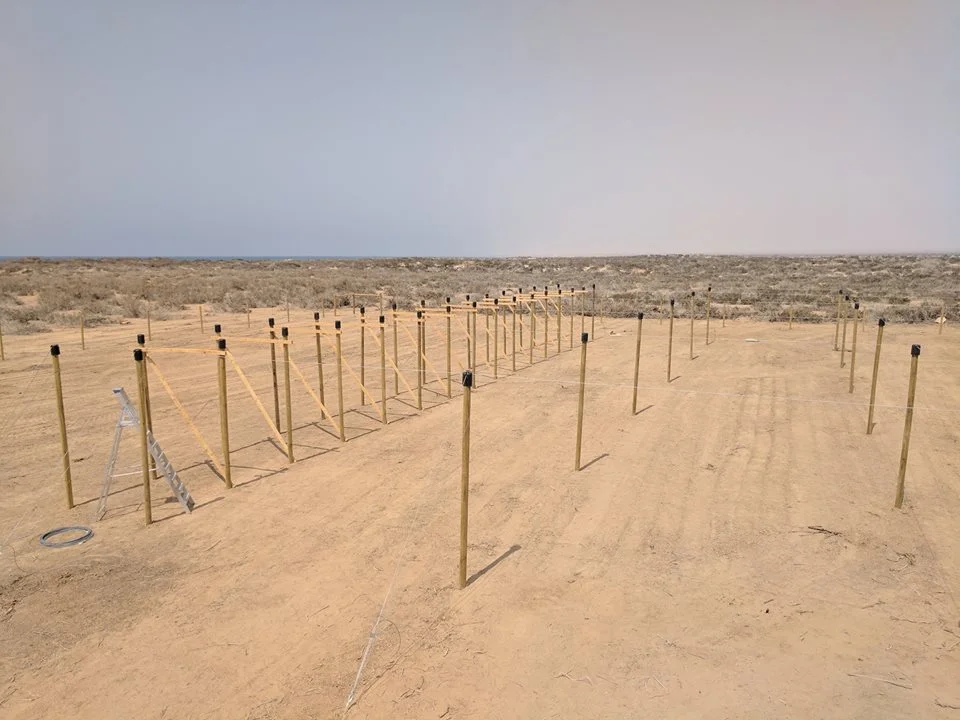 The tensioned Seawater Greenhouse, ready for netting! 