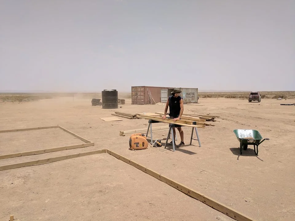 Chris about to be blasted by wind and sand, but what an action shot! 