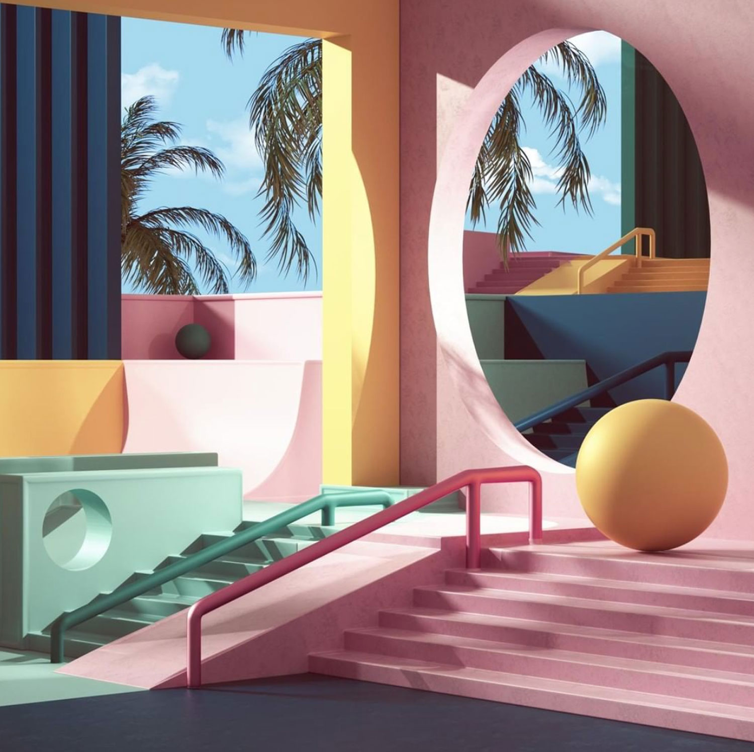 Pastels and geometric shapes