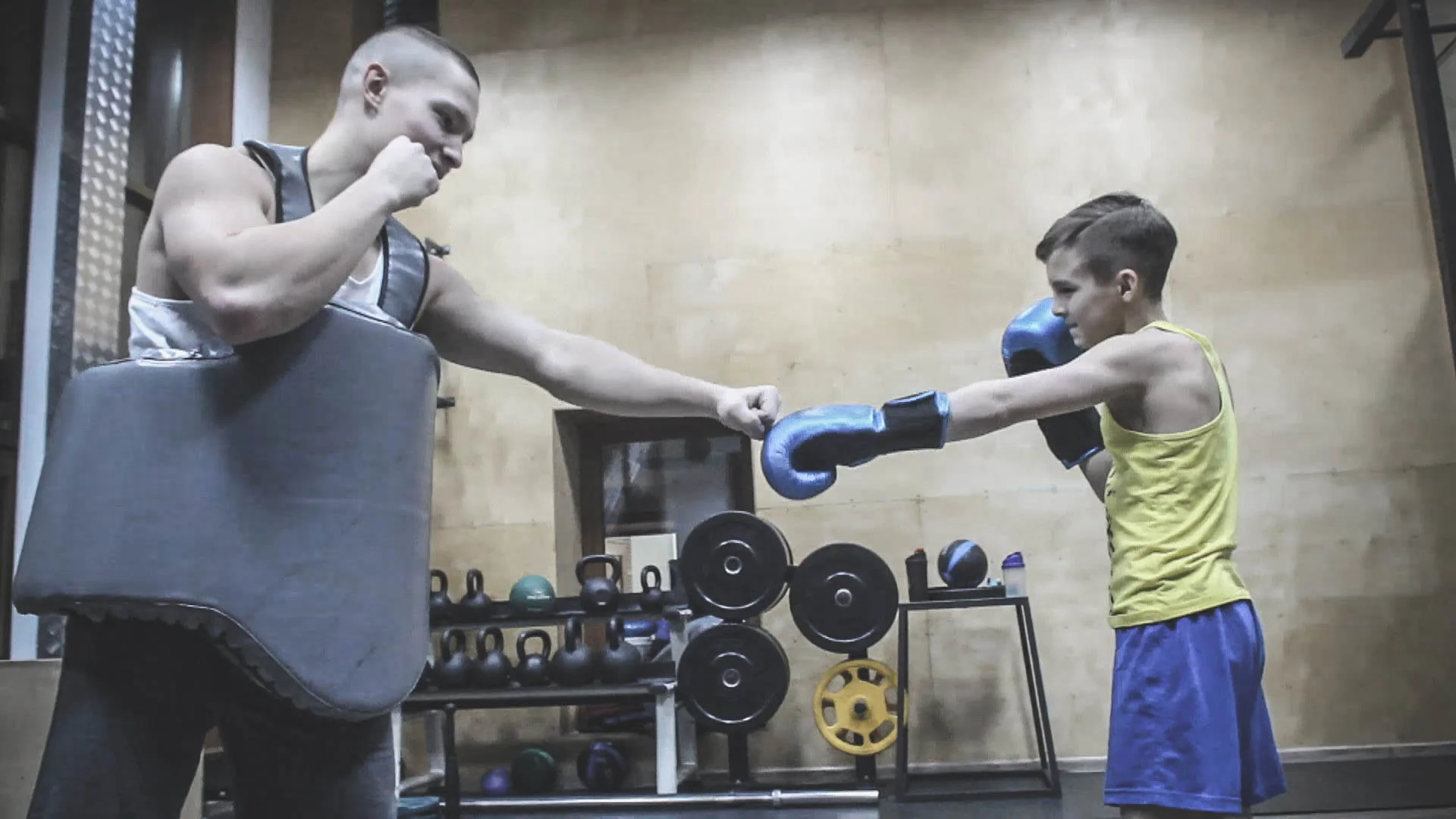 young kikboxing star and his powerful training