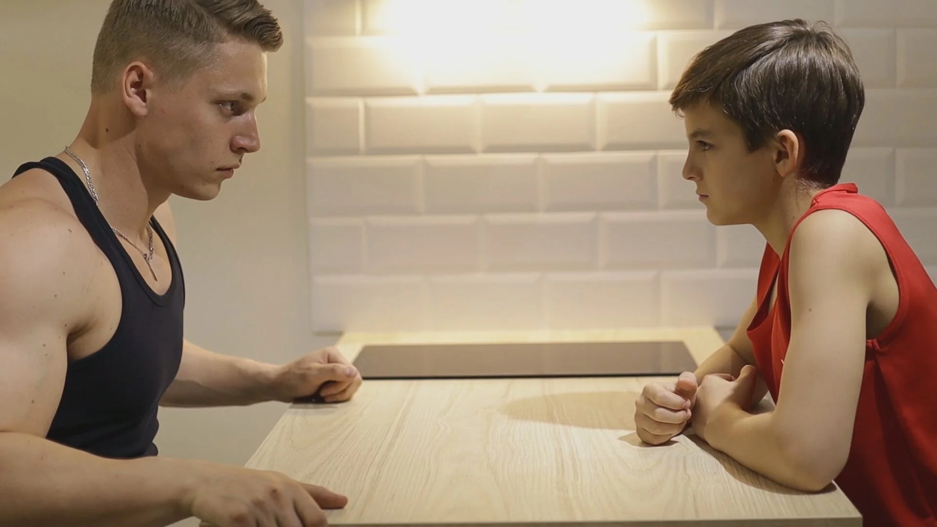 Mark Have Armwrestling match at home with 2 big guys for protein cup 