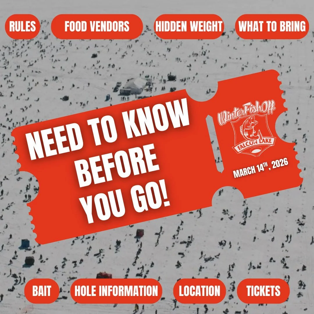 🎣 NEED TO KNOW BEFORE YOU GO! MARCH 14TH IS ALMOST HERE‼️

Got questions before hitting the ice? We've got answers! Here's everything you need to know for the Falcon Lake Winter Fish-Off 👉🏻 check link in bio!