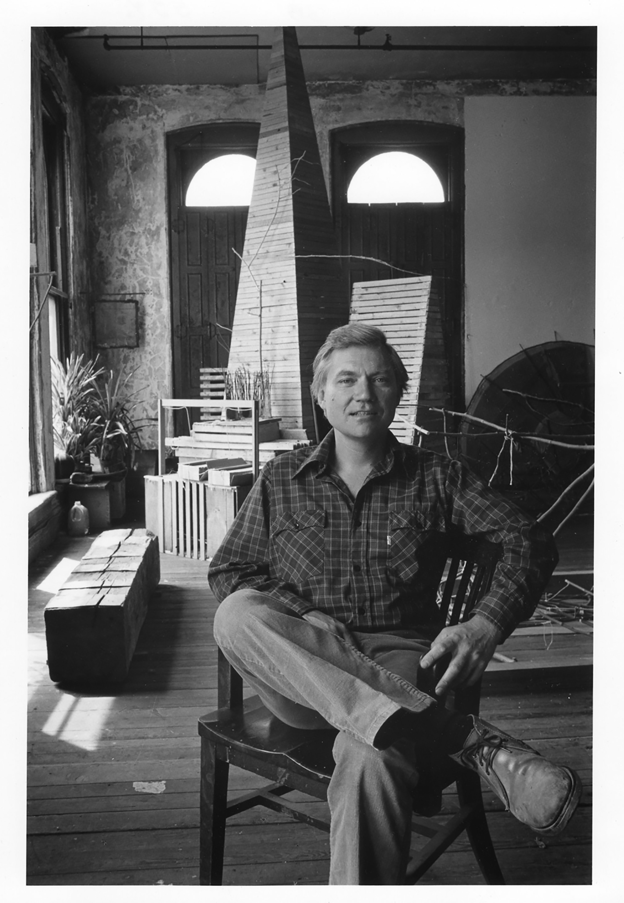   JU in his studio loft, 4th floor Fain Carpet building, 128 North Main St, Providence, RI  