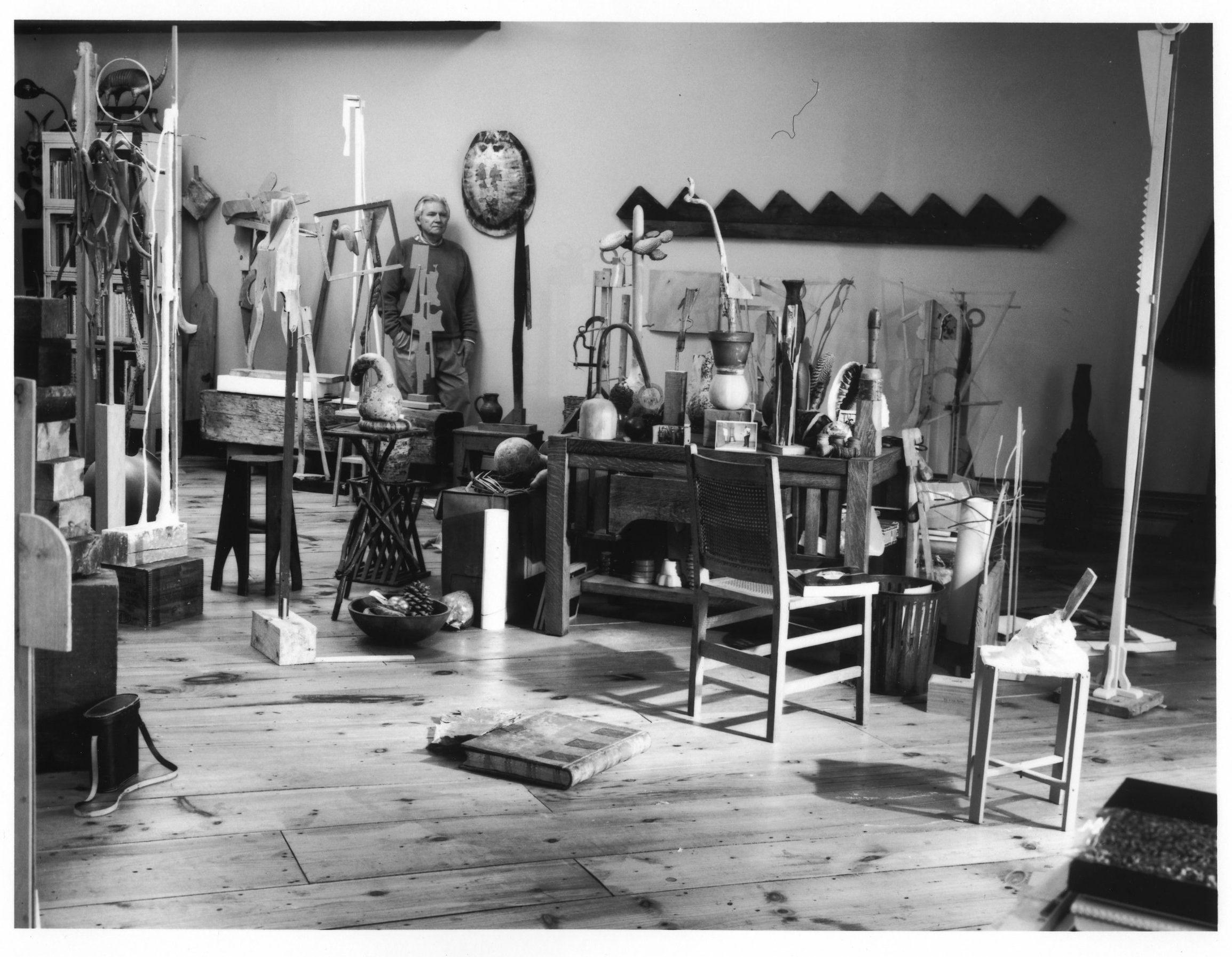   Interior view with JU in the loft area of his studio at the Providence Coppersmithing Building, 511 Eddy St, Providence, RI  