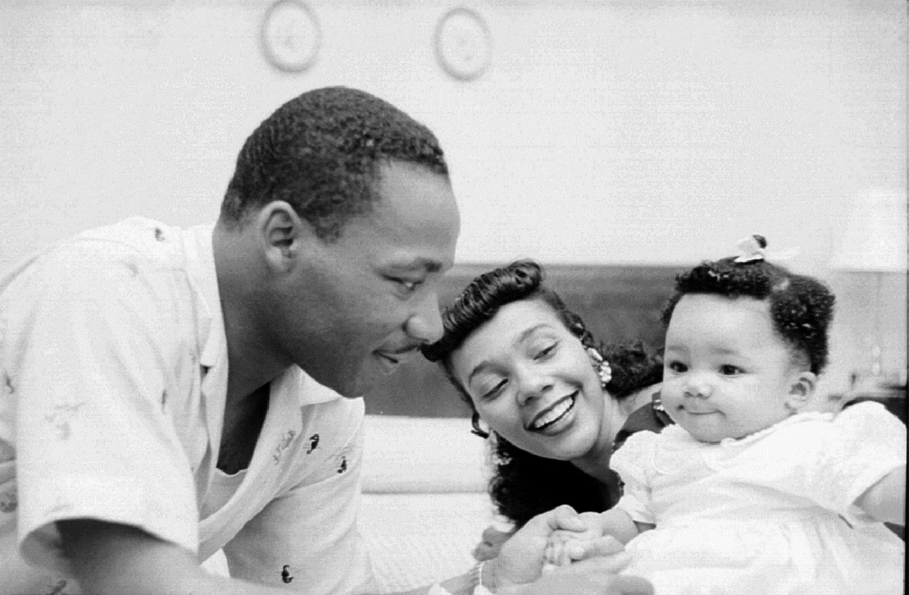  Dr. Martin Luther King, Jr. with his wife Coretta and daugther in Montgomery, Alabama. May 1956 