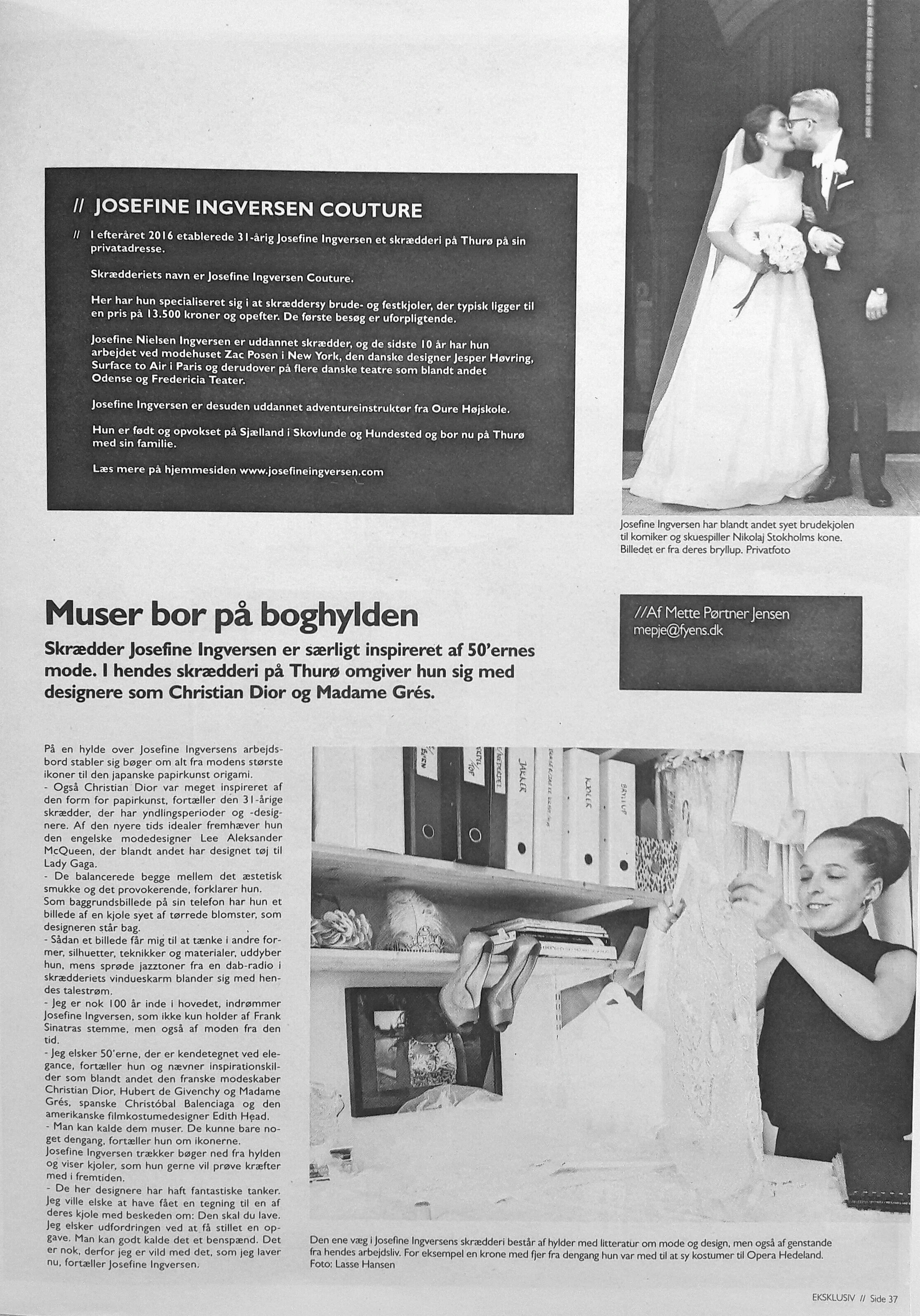 Eksklusiv // Muser bor på boghylden // Fyens Stifttidende & Fyens Amts Avis // 25. marts 2017 *Uddybning: Huset Christian Dior var inspireret af den japanske kunstform origami i Haute Couture kollektion 2007 under John Galliano